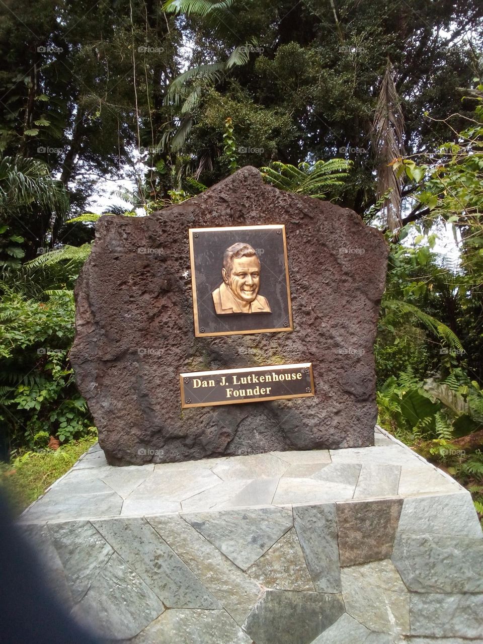 Marker for the founder Dan Lutkenhouse 1977 Papillon, Hawaii