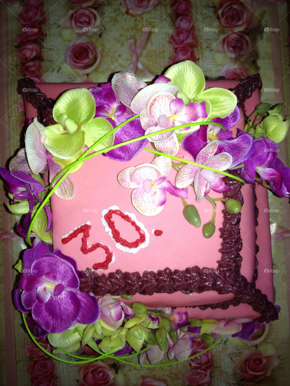 flowers birthday cake pink by kikicheeky
