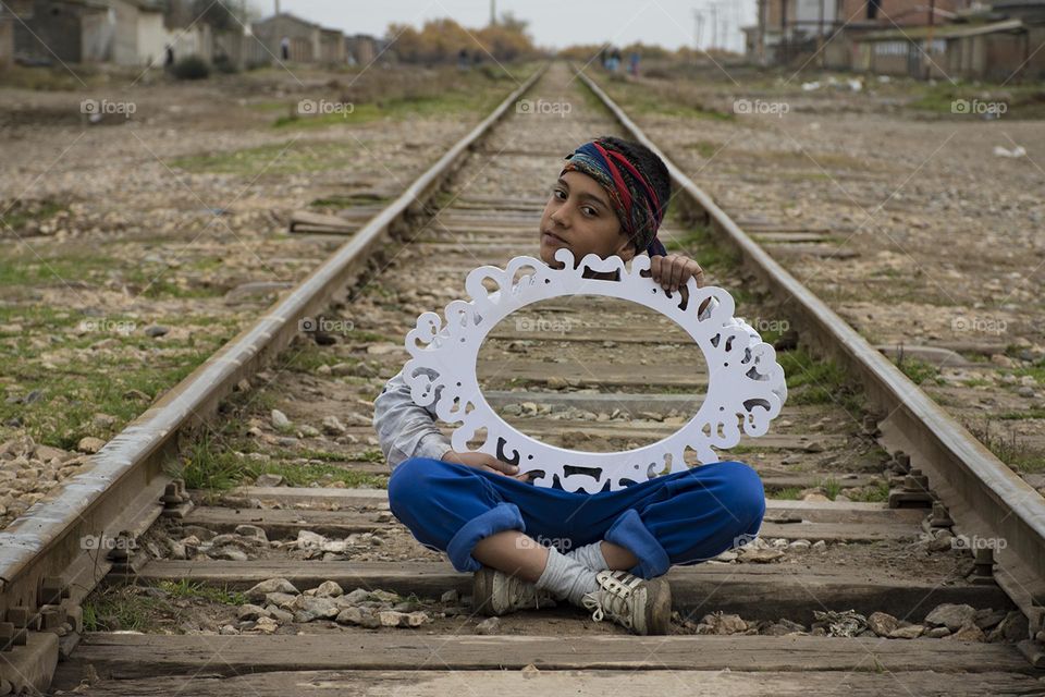 mostanad in railroad wiht mirror