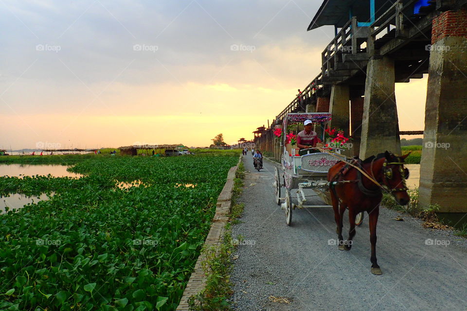 sunset on the bridge Myanmar