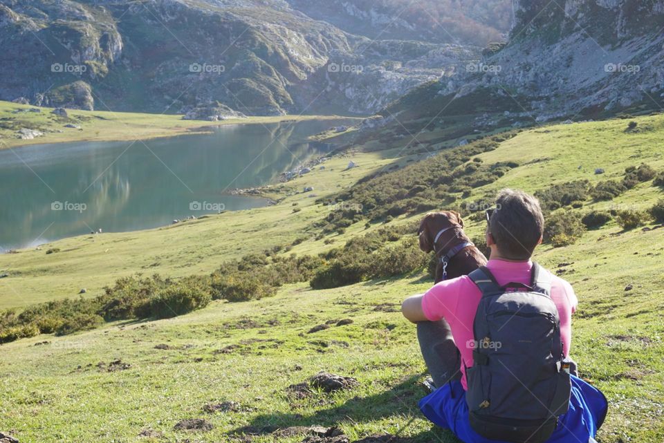 Nature#lake#human#dog