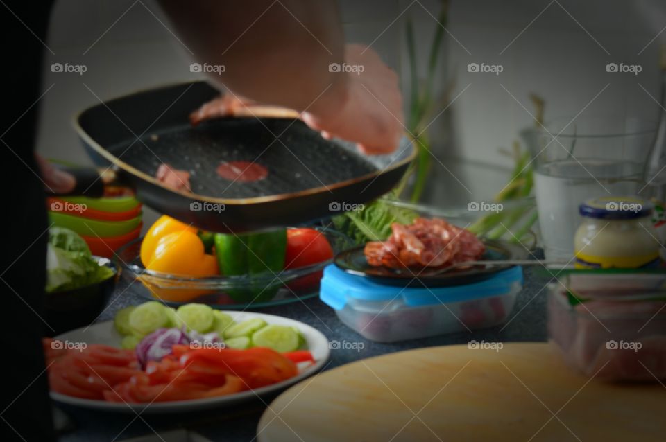 Person preparing breakfast