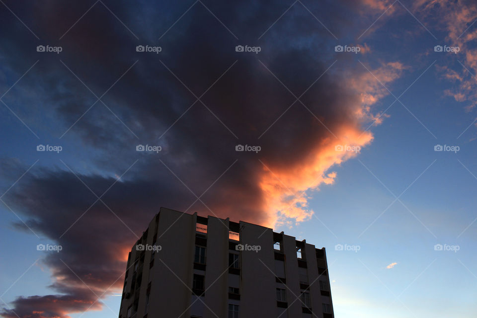 Unusual view of sunset