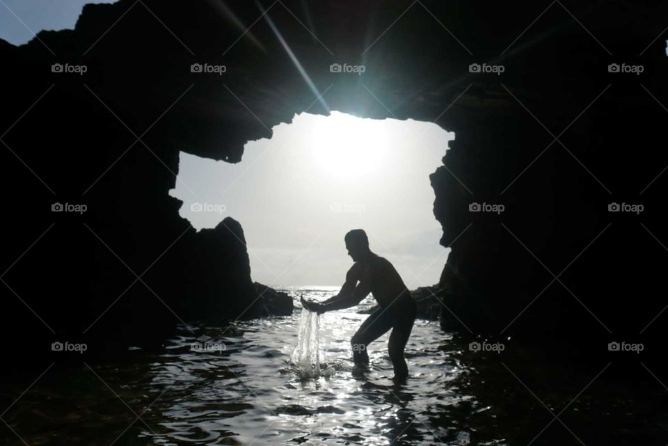 Water#sea#caves#rocks#sunrise#human#light