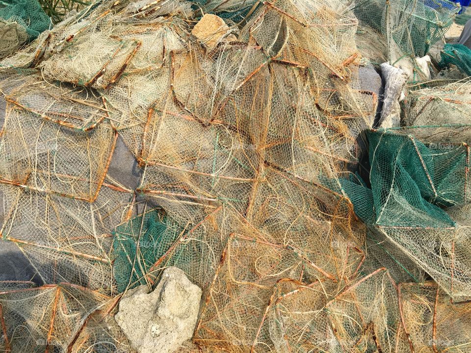 Fishing Nets & Baskets on Dapeng Beach in Shenzhen, China