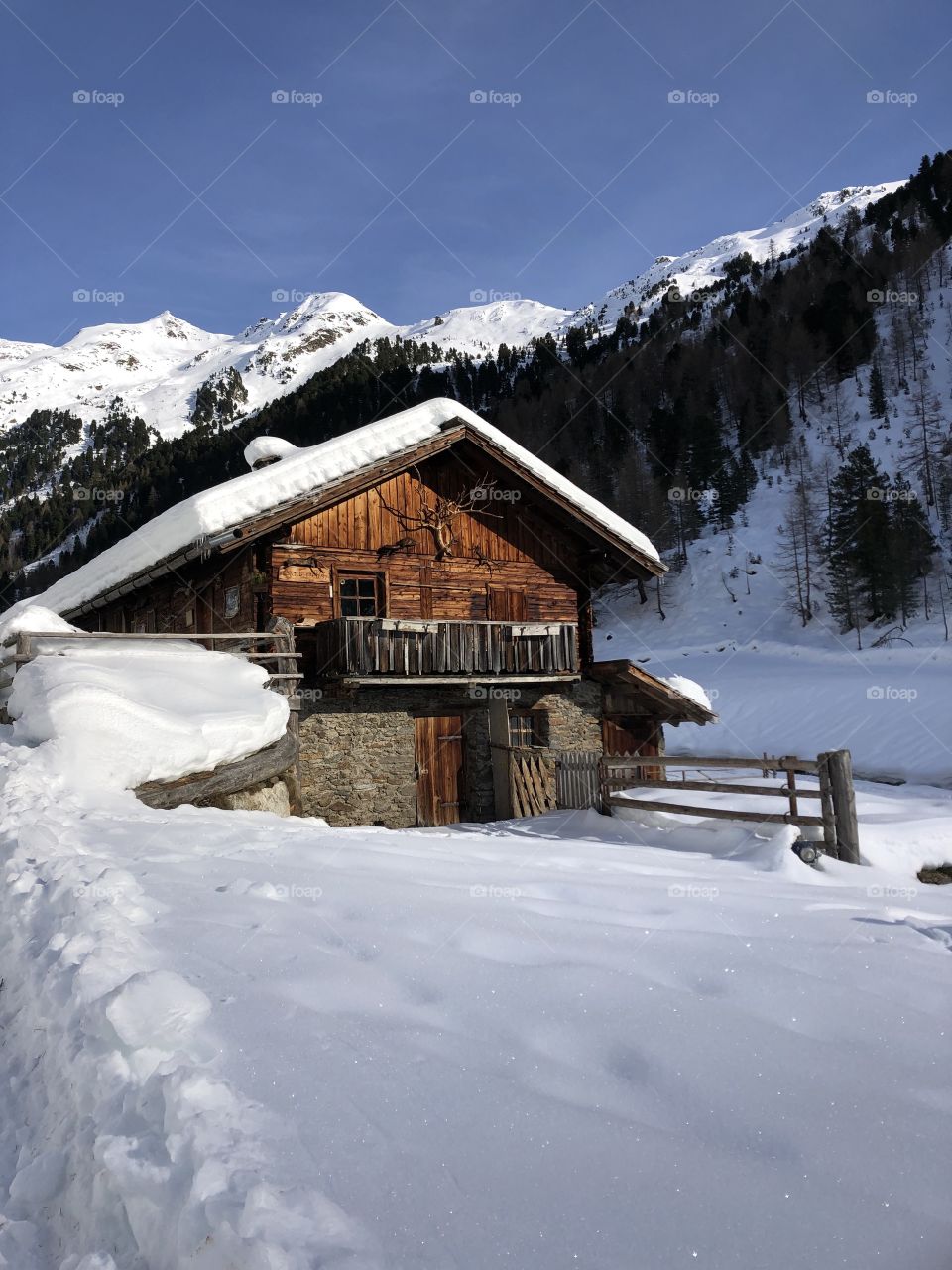 Winter mountain house chalet snow