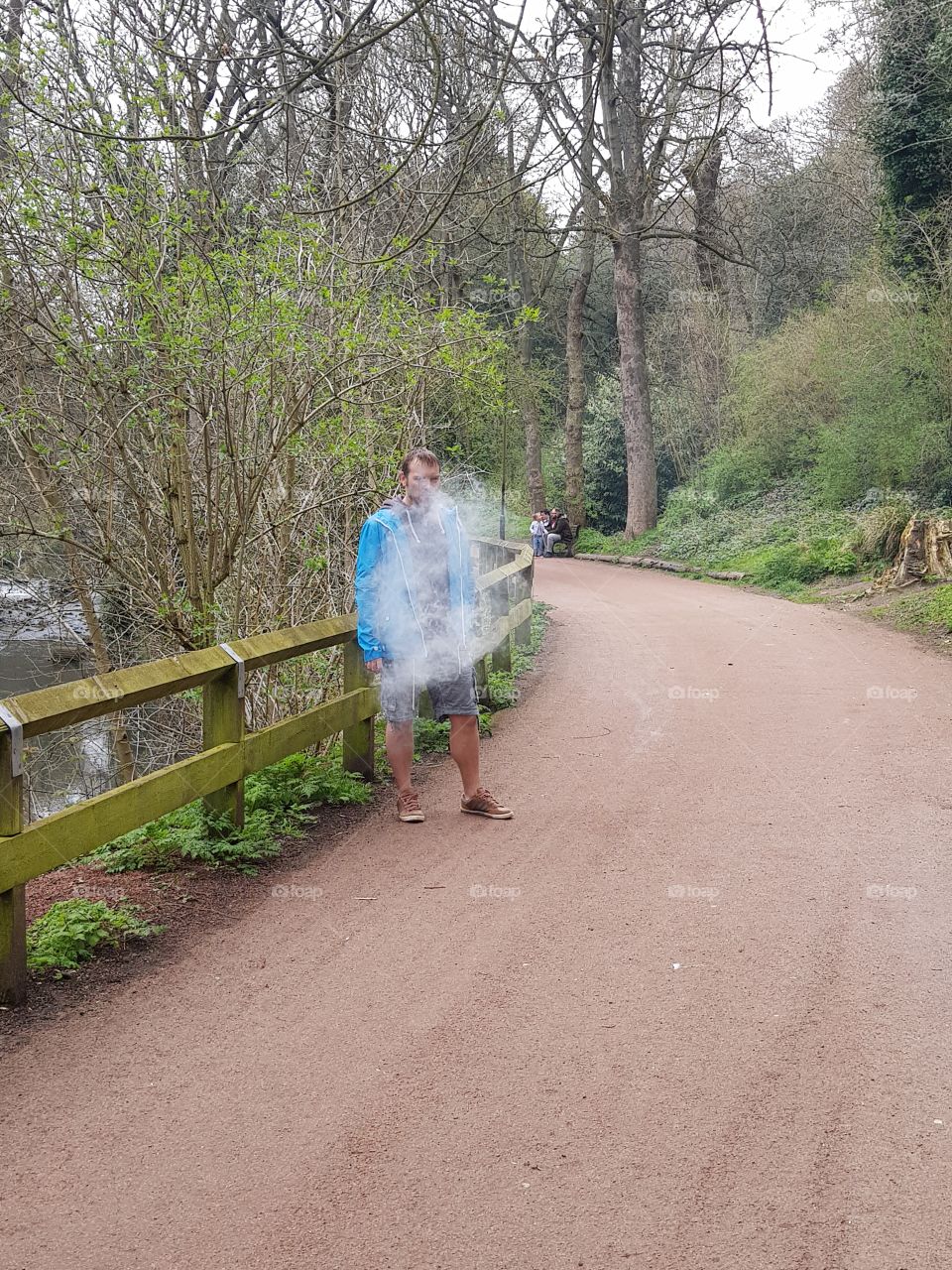 Man appears from a cloud of vapour!