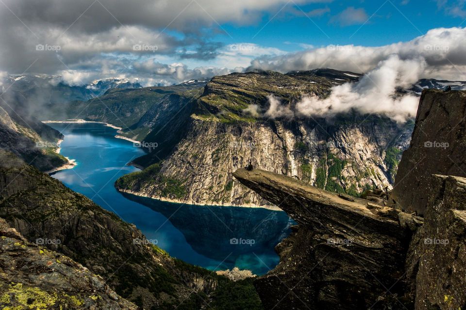 Beautiful natural landscape with river and valley view also sea of clouds