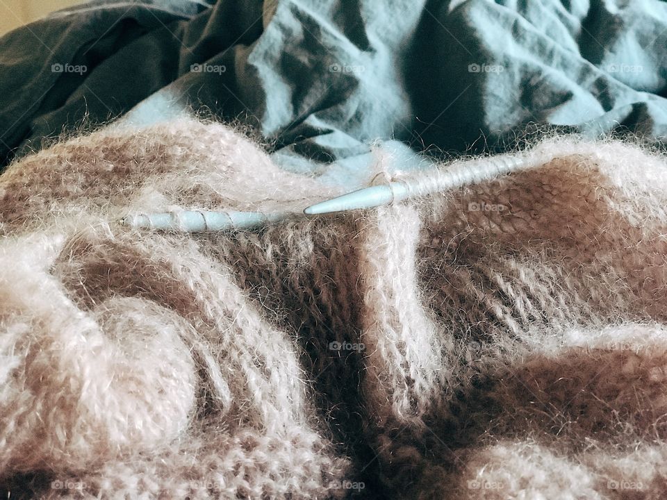 Knitting a warm sweater 