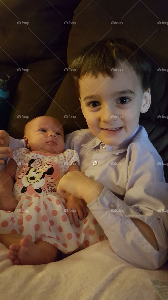 Big brother with new sister
