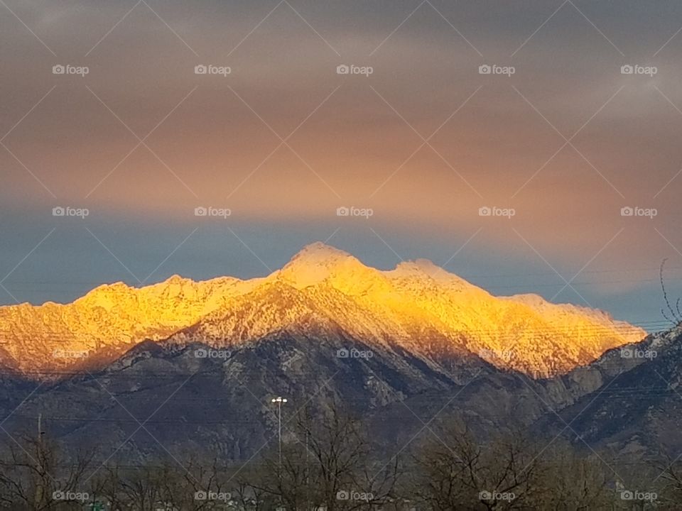 sunset snow mountain