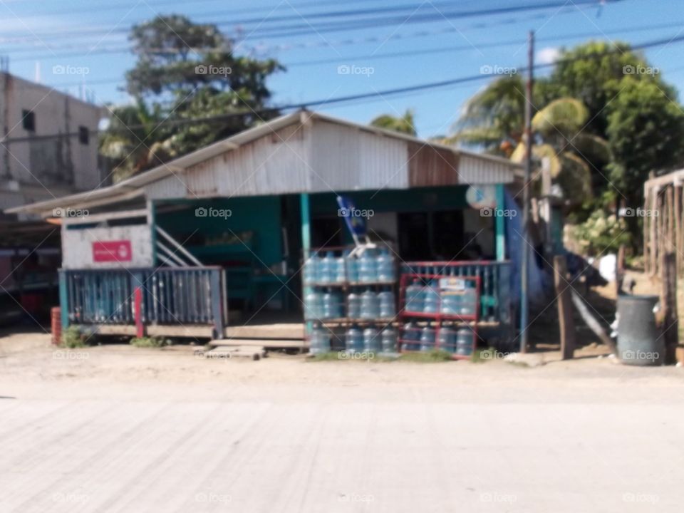 Photo from moving car traveling in Roatan, Honduras