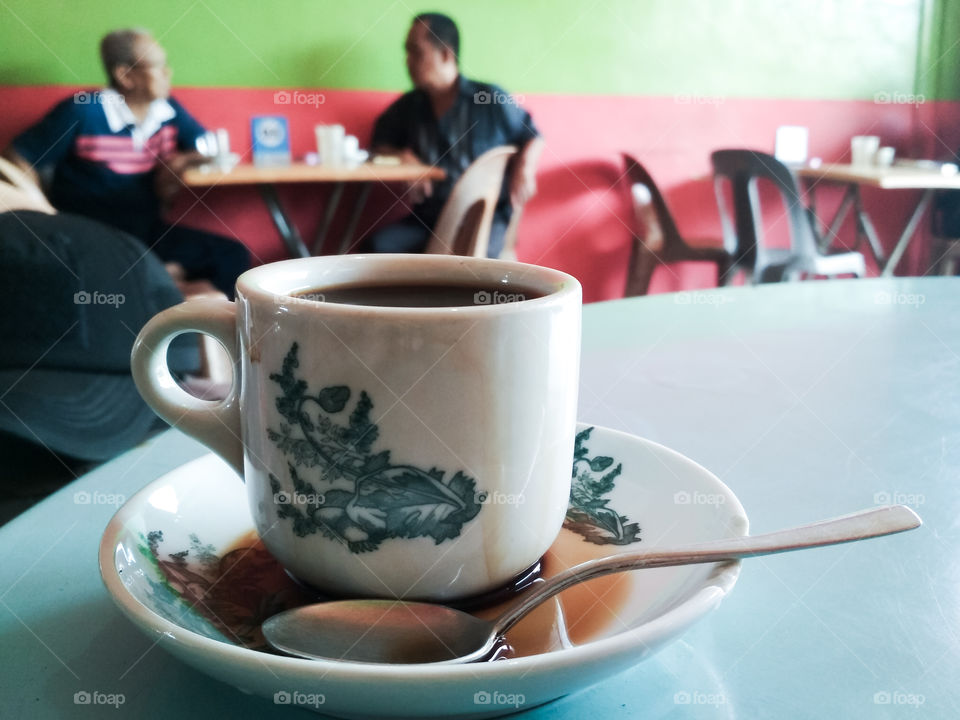 Close up of a coffee, Real life coffee shop in Indonesia