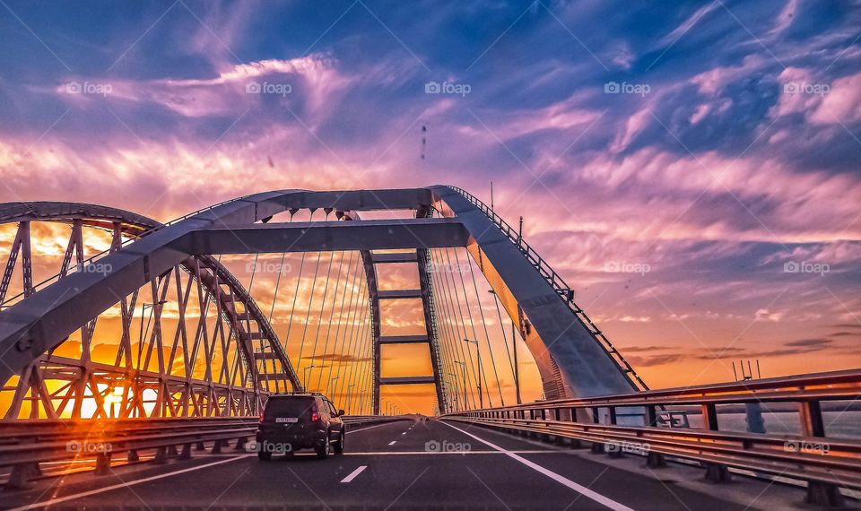 Sunset on the Crimean Bridge