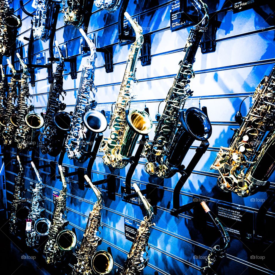 Saxophones.