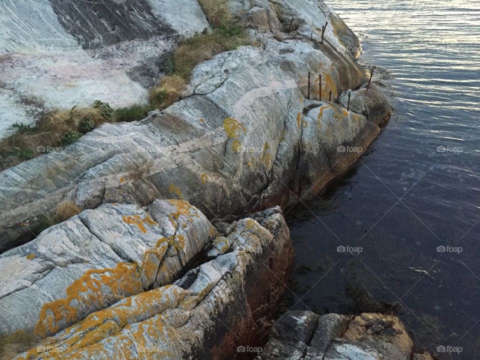 High angle view of bohuslan granite rock