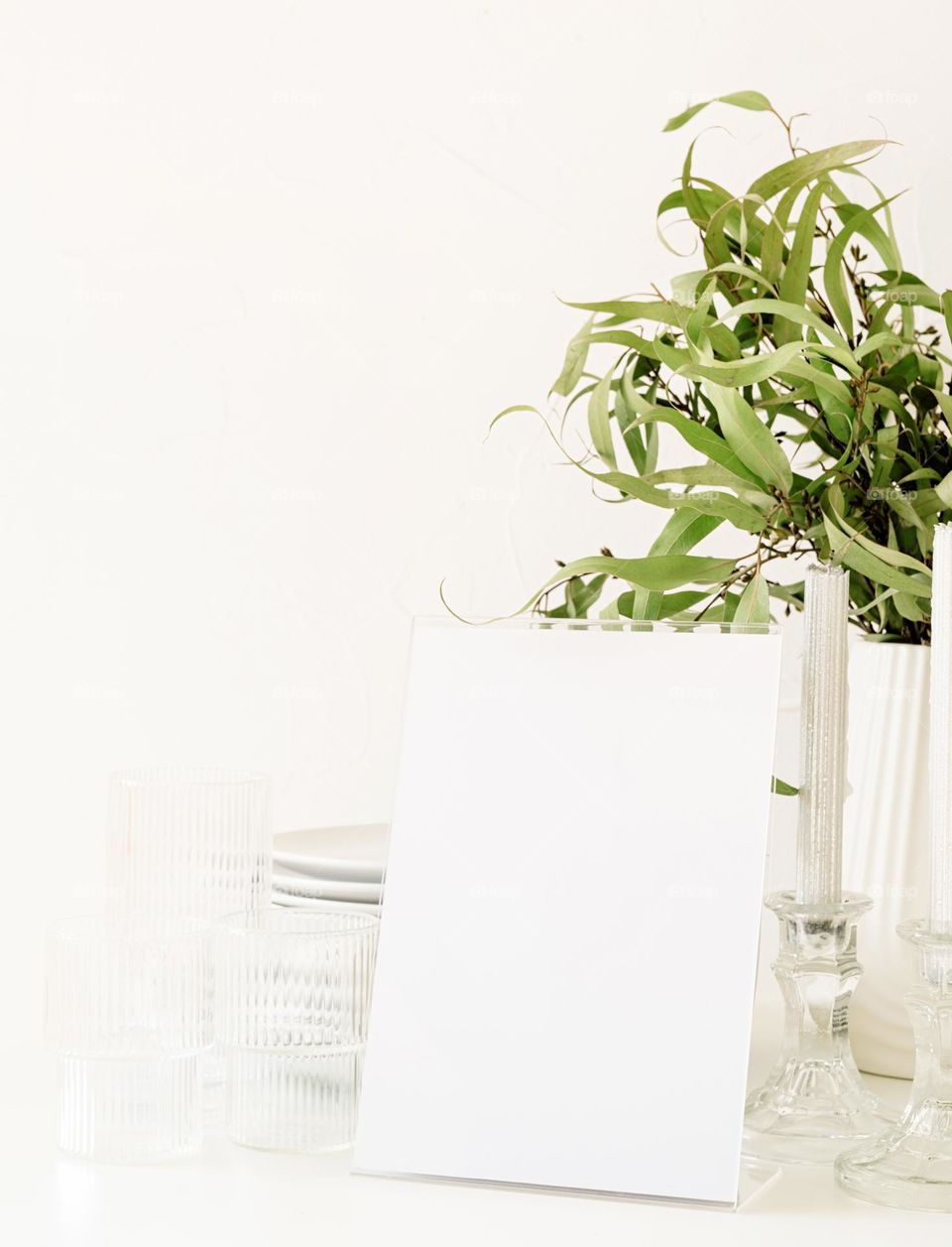 white menu wedding table