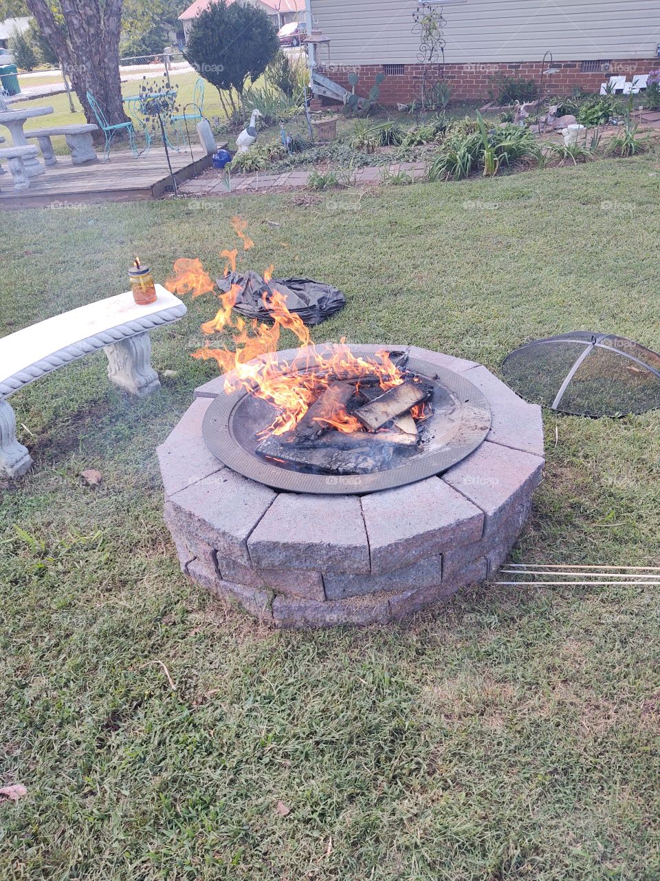 fire pit backyard fun bench