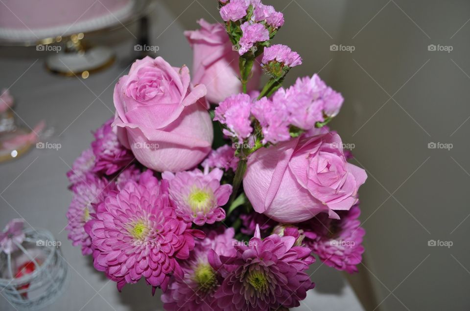 Pink flowers bouquet, roses