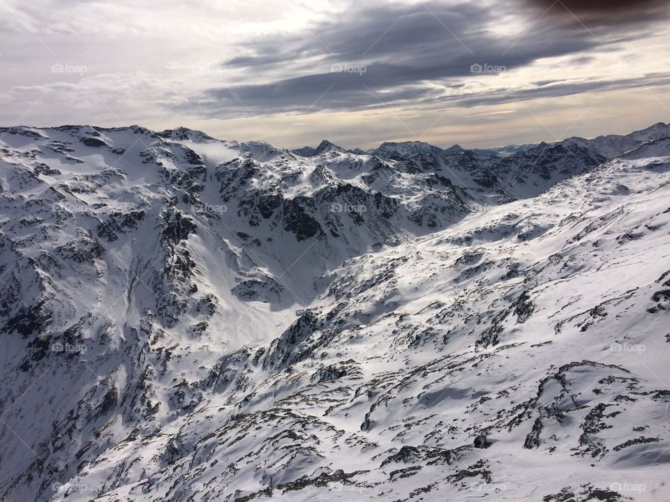 Mountain range during winter