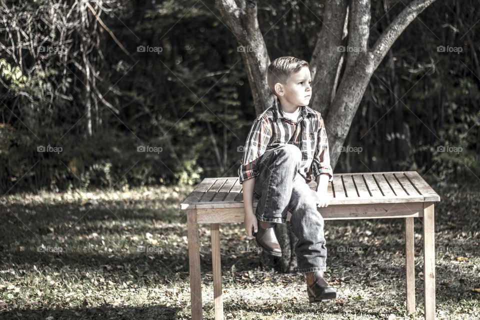 Boy on Bench at the Park