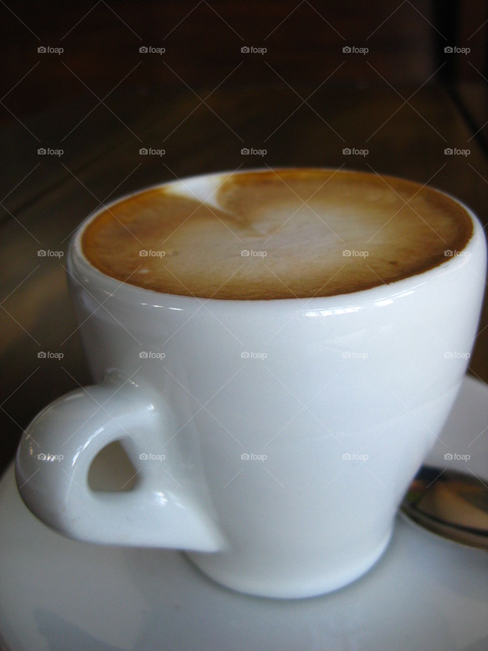 Latte. Cafe latte at a coffee shop in Oakland, California.