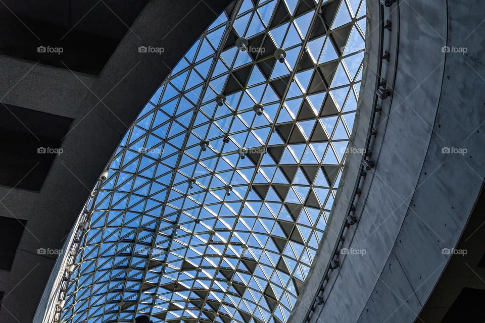 Glass roof modern building with triangular shapes