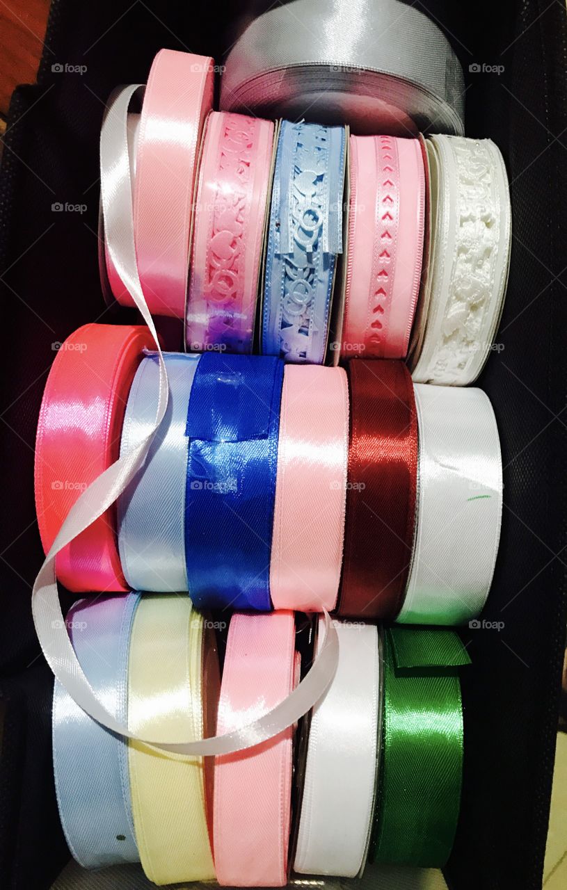 Ribbon, colors, satin, shine, reels