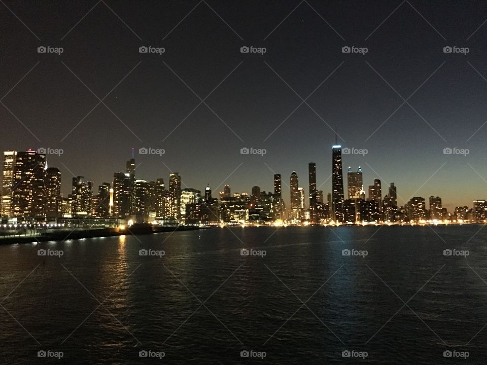 Chicago's Coastline at night 