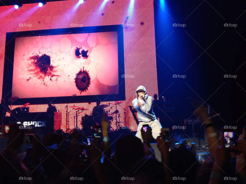Eminem performing at the G Shock 30th anniversary event