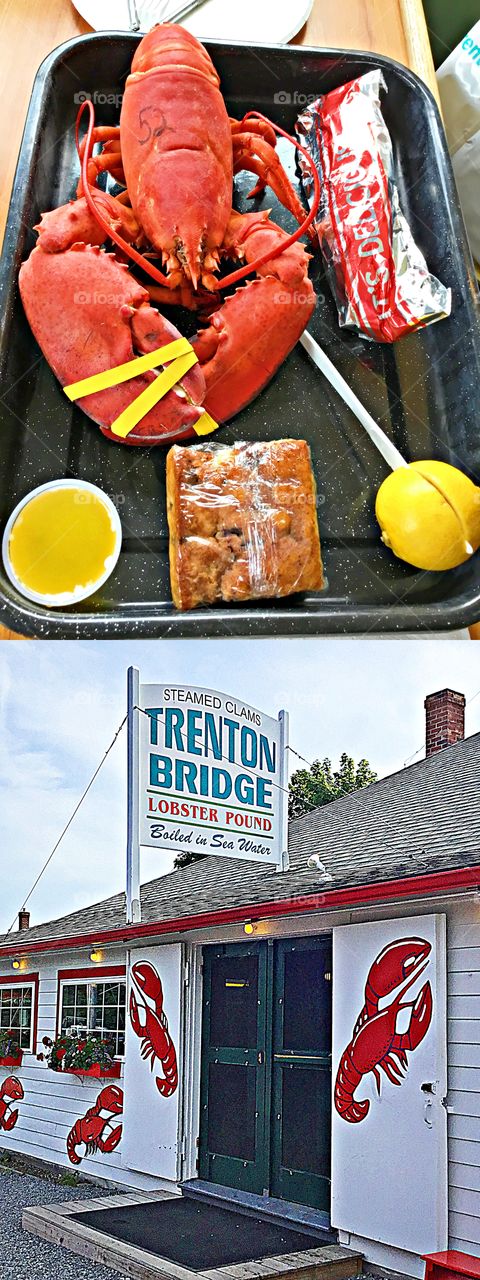 A Local Treasure I visited in Maine on my way to Bar Harbor- Trenton Bridge Lobster Pound: Trenton, Maine. Superior quality lobsters, crabmeat, shrimp, scallops, mussels and clams shipped overnight for the best downeast Maine dining. 2 1/2 pounder