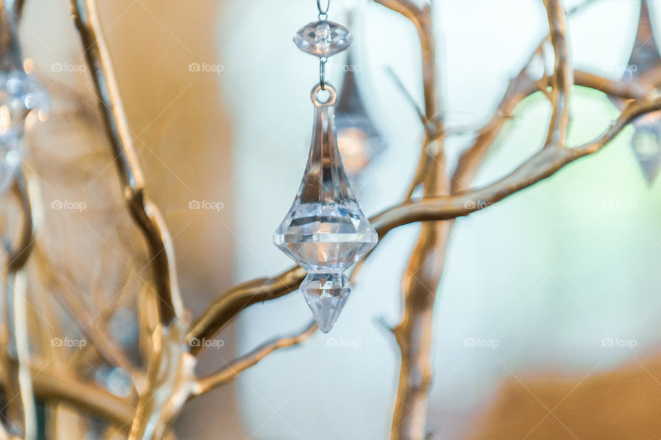 Two Chrystals hanging on gold Vines