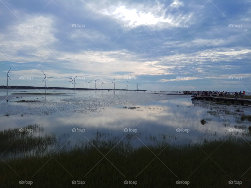 The reflection of the sky.