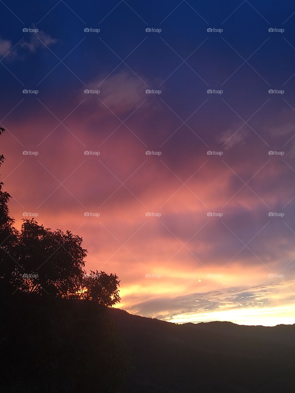 Sunset at the top of hill.