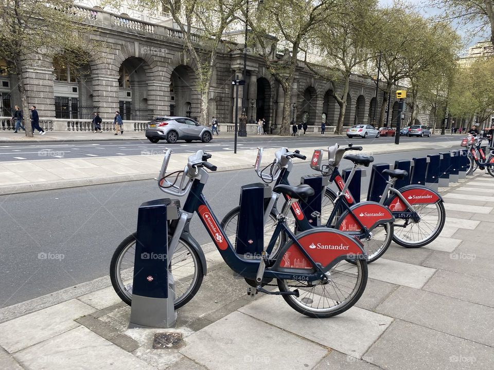Bikes in a london street 