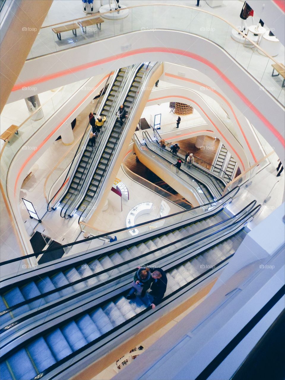 Escalators in the shopping center,Kiev