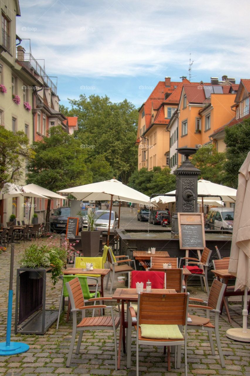 Quaint street cafe in lindau 