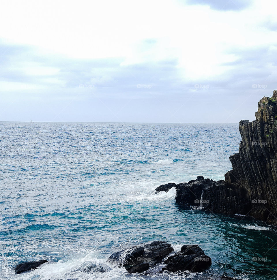 Seascape in Riomaggiore in Italy