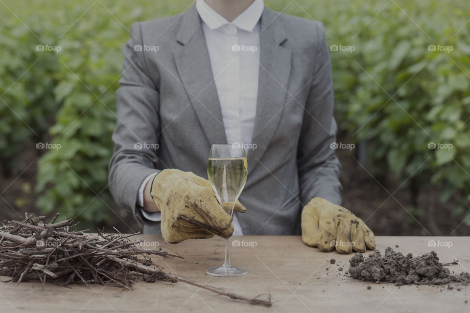 Elegant and organic - glass of champagne