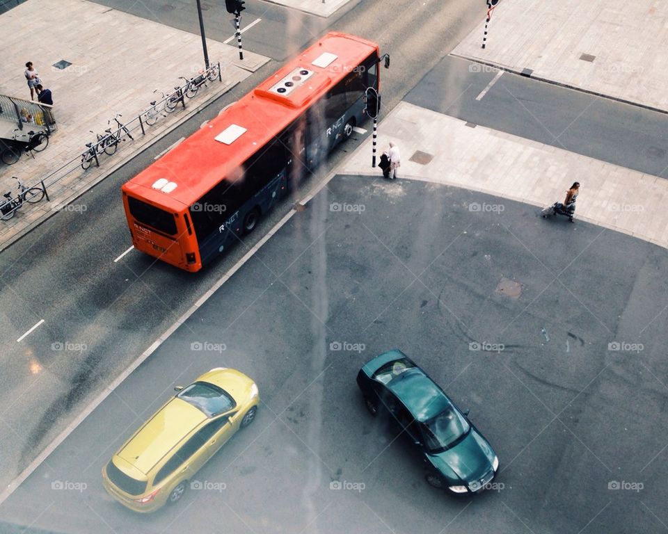 Bus, city, cars, Almere, Netherlands
