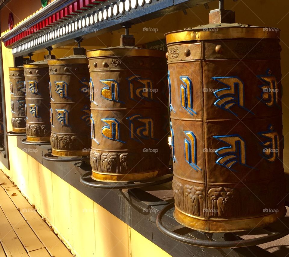 Buddhist prayer wheels