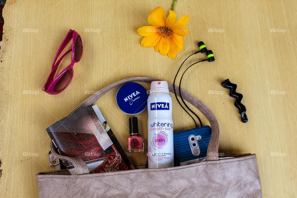 Beauty products in my bag