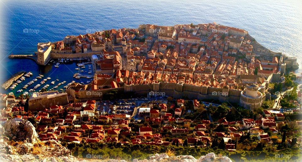 Dubrovnik old town, Croatian coast. View of old town on the coast of Croatia, Dubrovnik city.