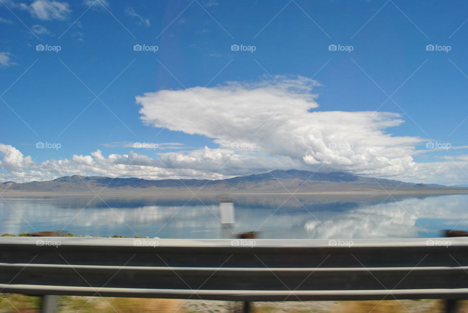 Hills reflecting the water