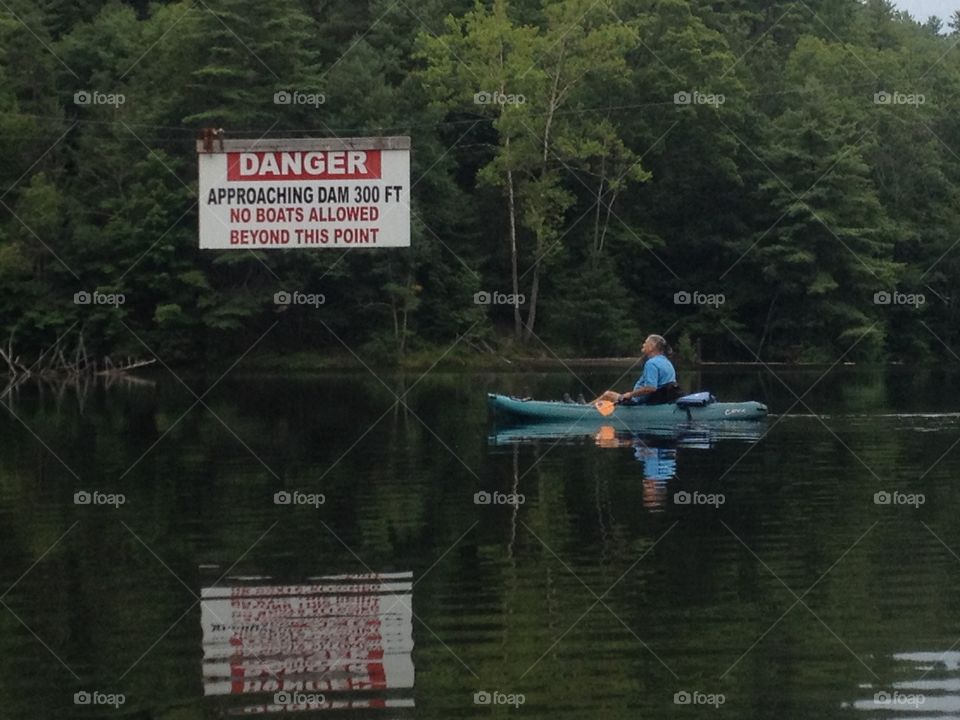 Approaching dam. Boaters warning