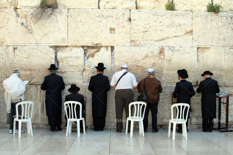 Jewish worshippers praying at the Western Wall, Jerusalem