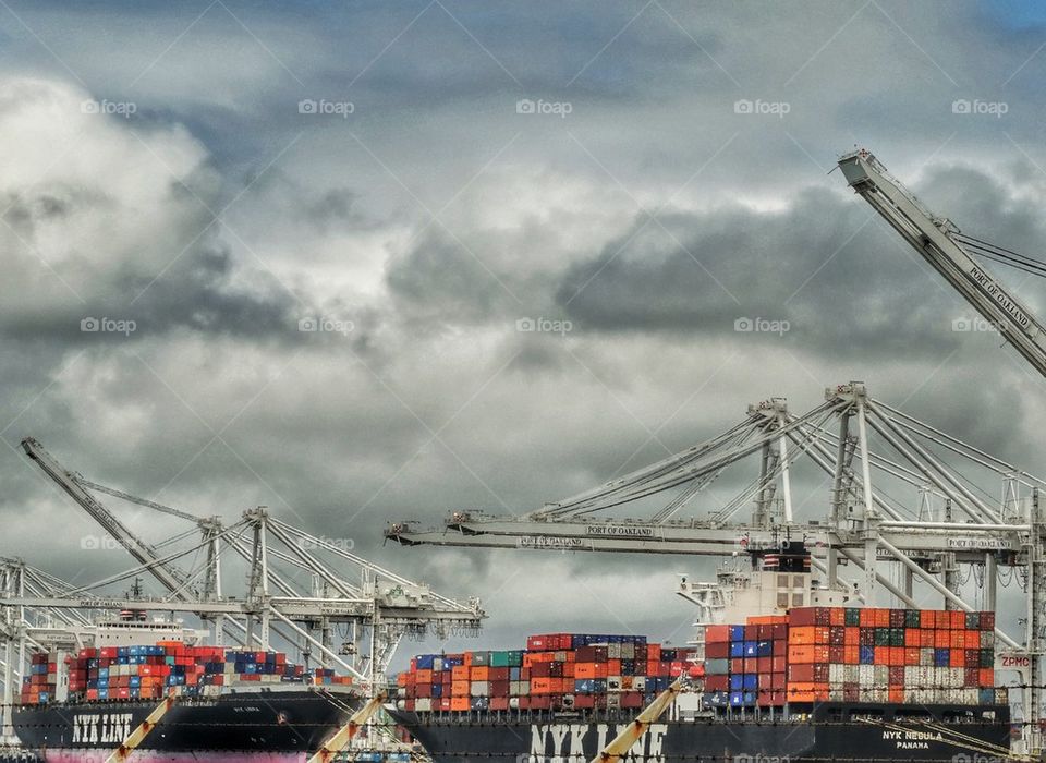 Cargo Ships Unloading Cargo