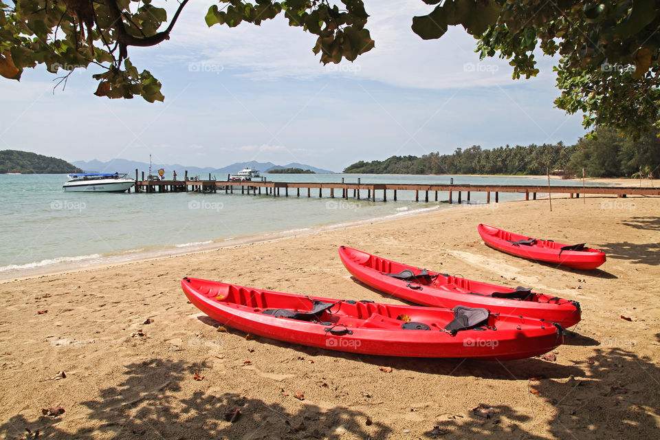 beach boat kayak island summer
