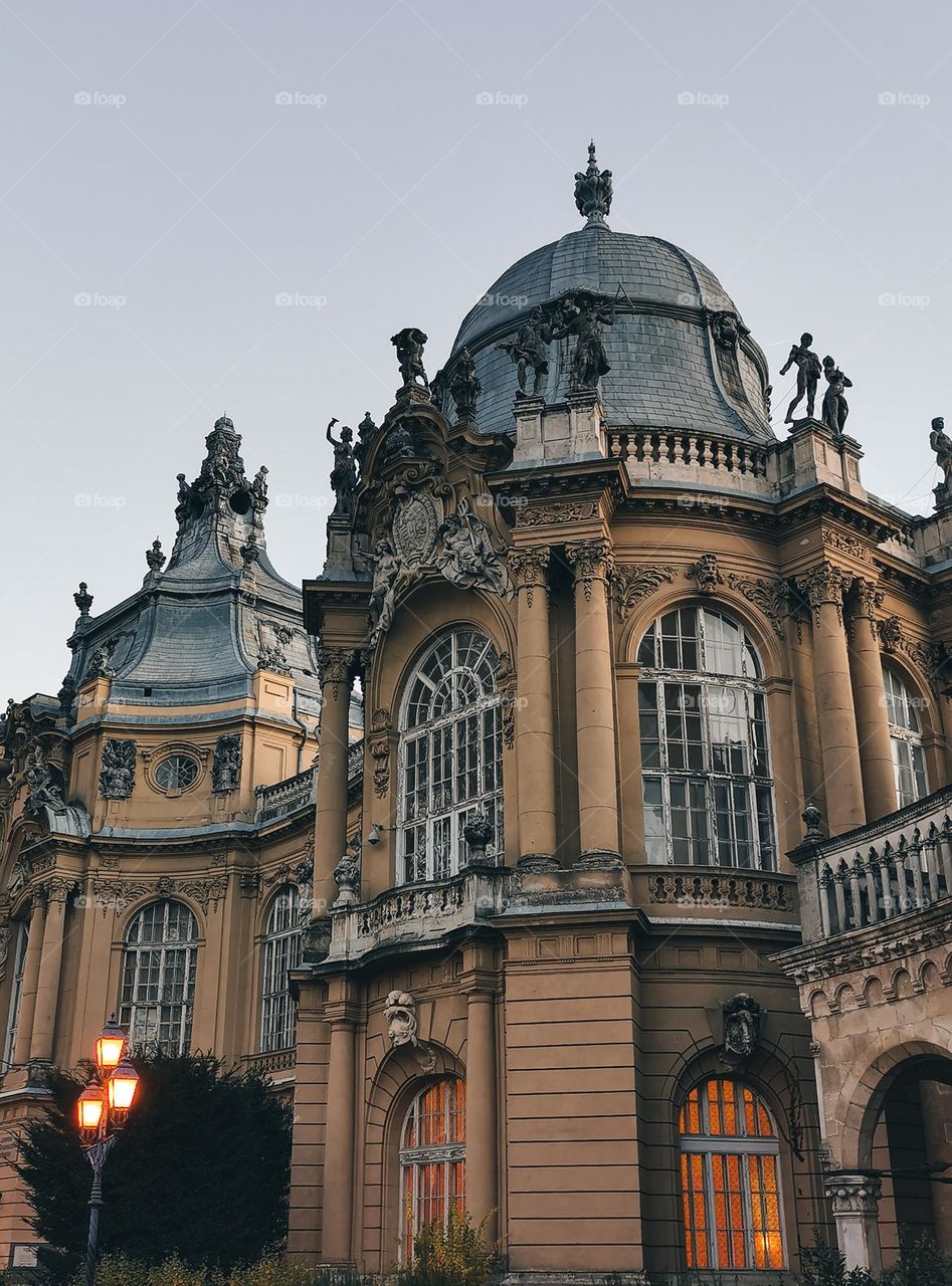 Amazing architecture of an old building, the agricultural museum in Budapest, Hungary
