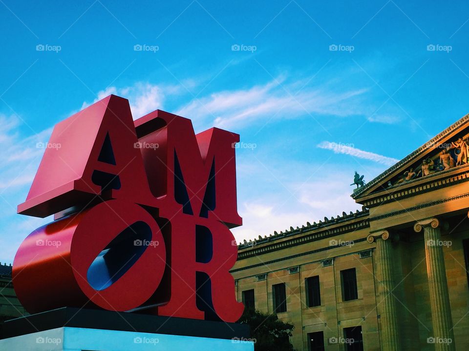 AMOR. Popes visit to Philly = new beautiful AMOR statue in front of the art museum! 